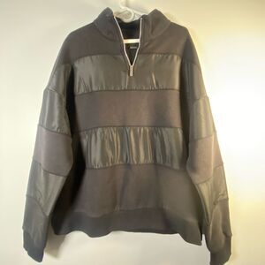 Urban Outfitters Standard Cloth! Black Panel Half-Zip Sweatshirt